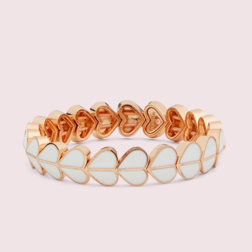 Kate Spade Heritage Spade Heart Bracelet, white enamel